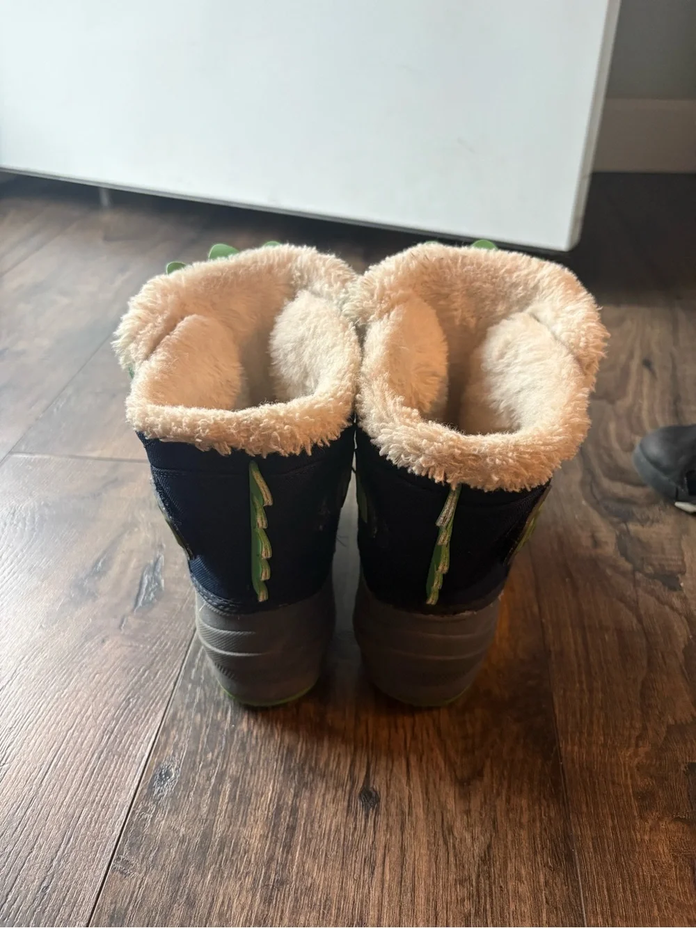 Kids Green Dinosaur Winter Boots